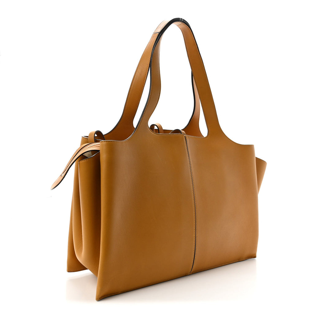 Supple Natural Calfskin Medium Tri-Fold Bag Ocre