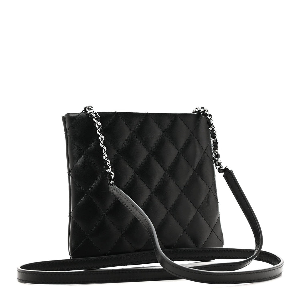 Lambskin Quilted Crossbody Bag Black