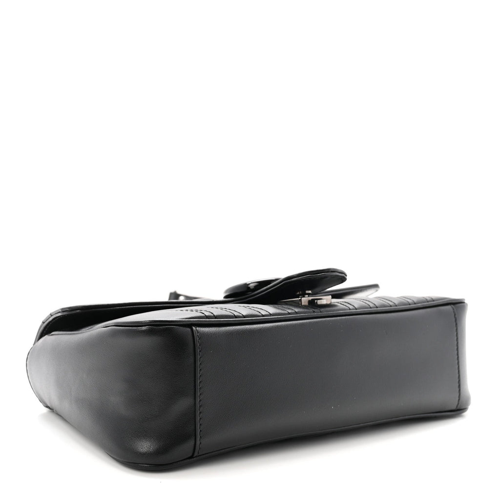 Calfskin Matelasse Monochrome Small GG Marmont Shoulder Bag Black