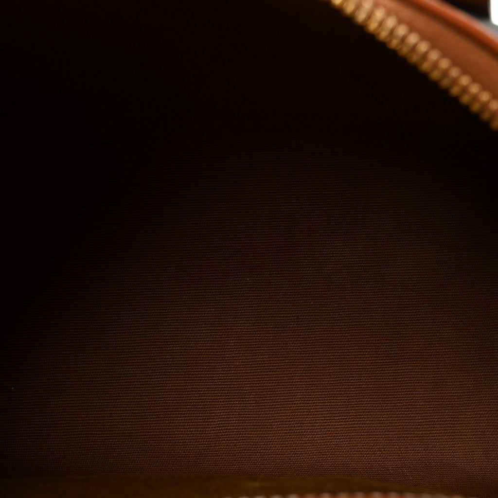 Triomphe Canvas Calfskin Small Boston Bag Tan