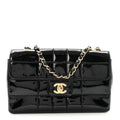 Patent Medium Chocolate Bar Flap Black