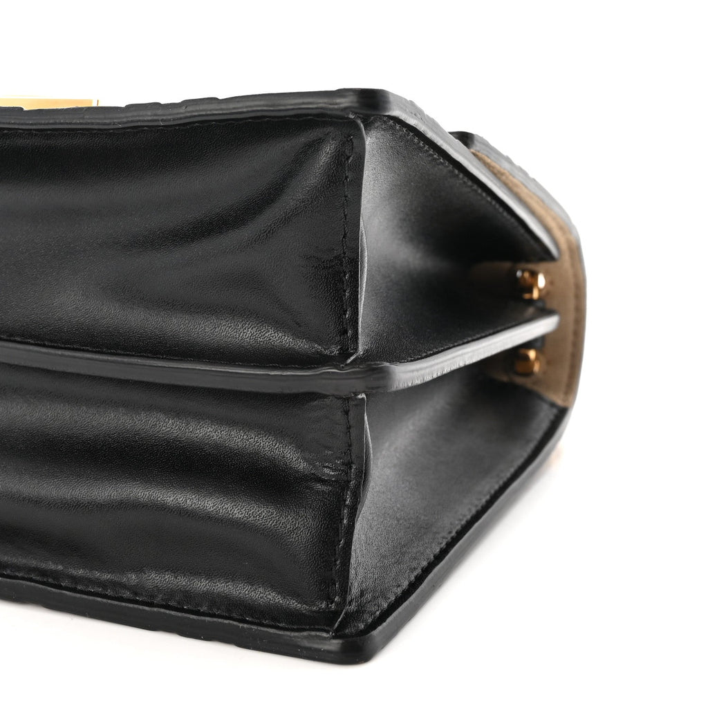 Vitello Liberty Bi-Color FF 1974 Embossed Small Kan U Shoulder Bag Maya Black