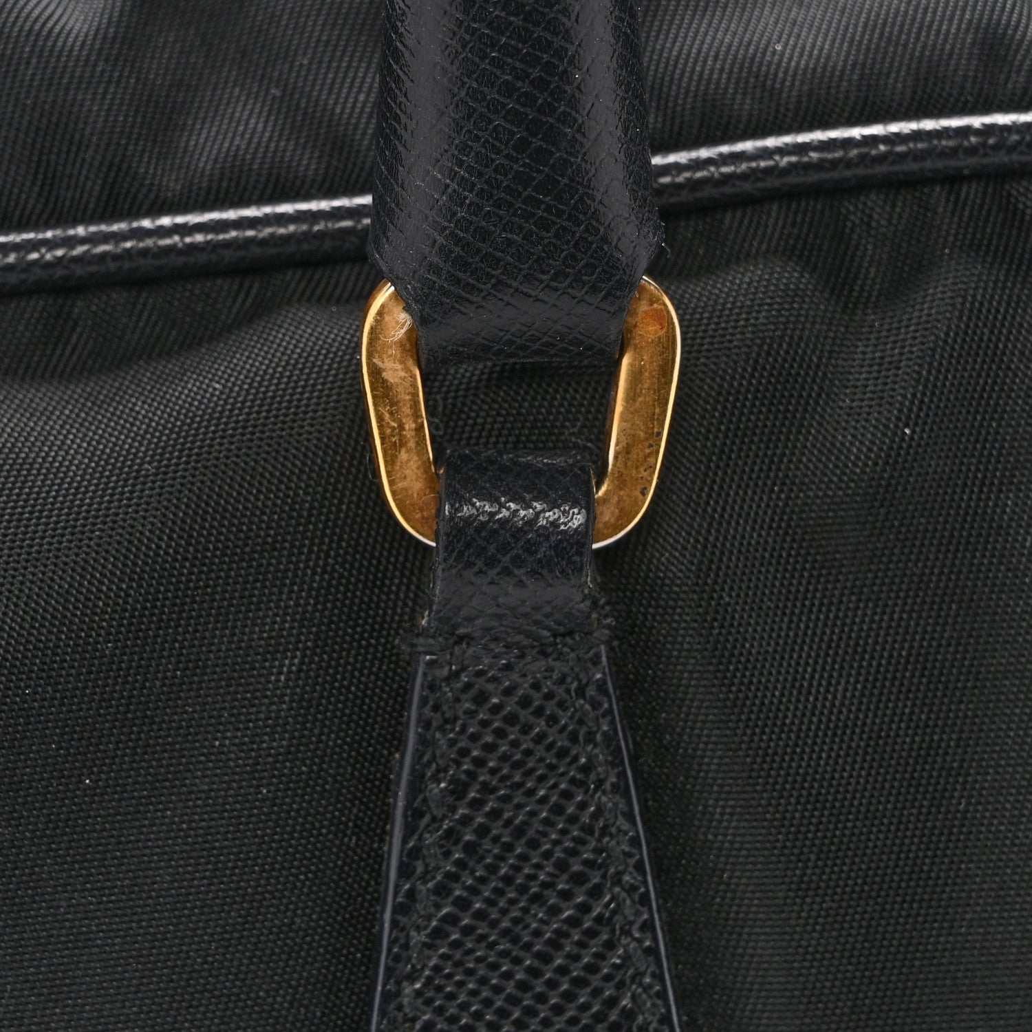 Nylon Saffiano Small Top Handle Bag Black