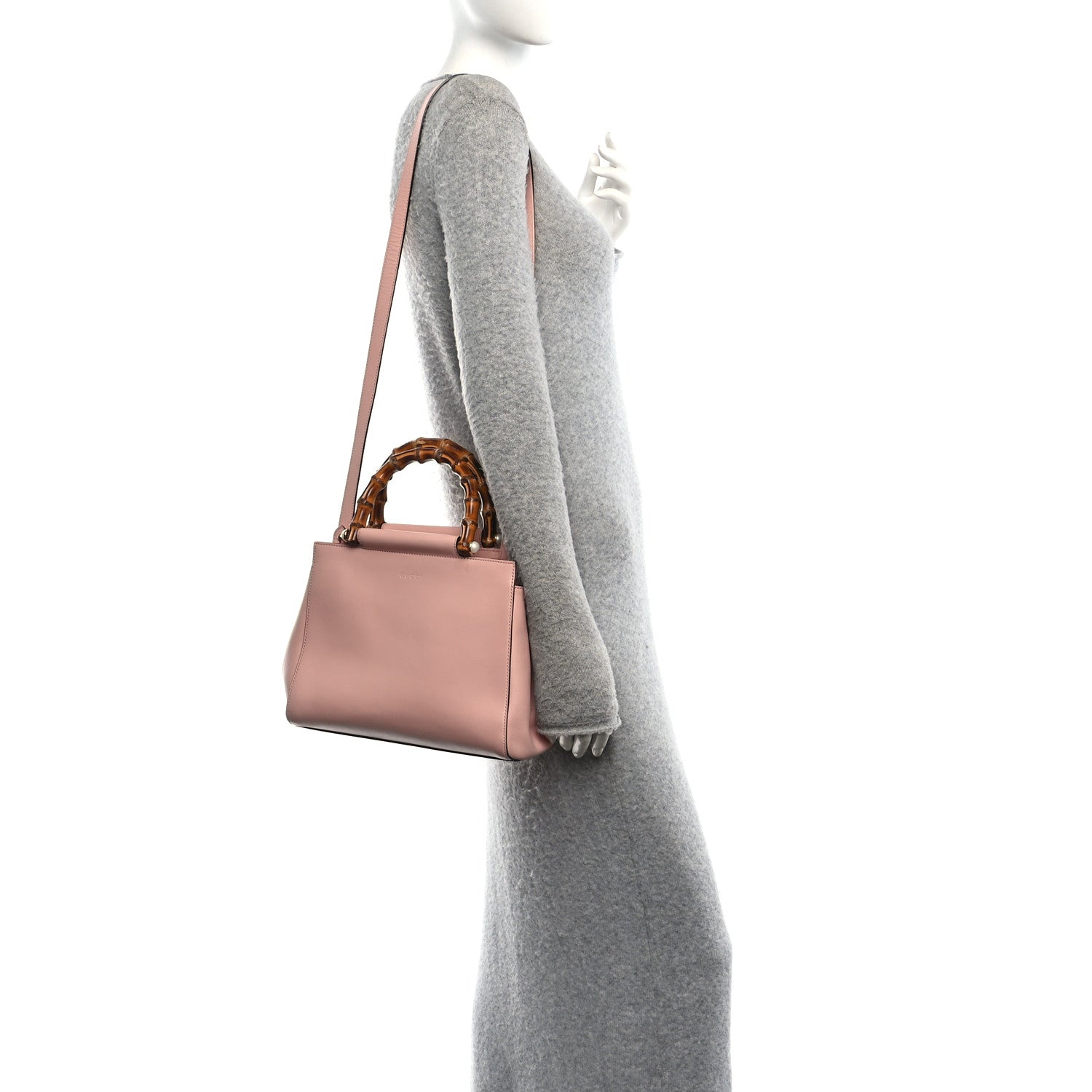 Nappa Bamboo Small Nymphaea Top Handle Bag Perfect Pink