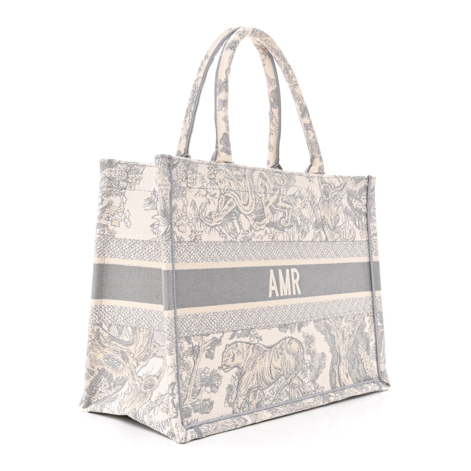 Canvas Embroidered Medium Dioriviera Toile De Jouy Book Tote Gray