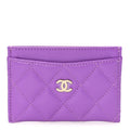 Caviar Quilted Card Holder Purple