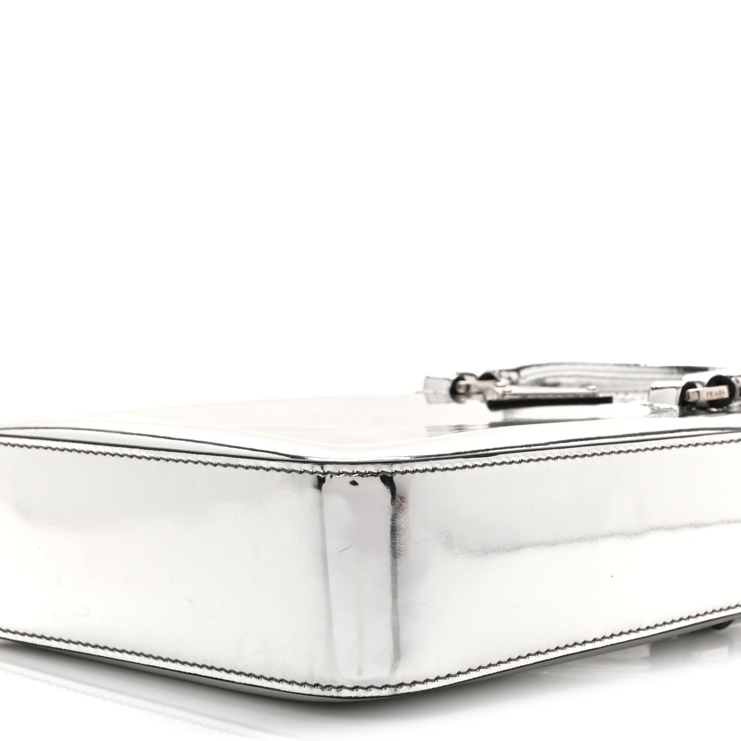 Spazzolato Triangle Small Double Handle Crossbody Tote Argento