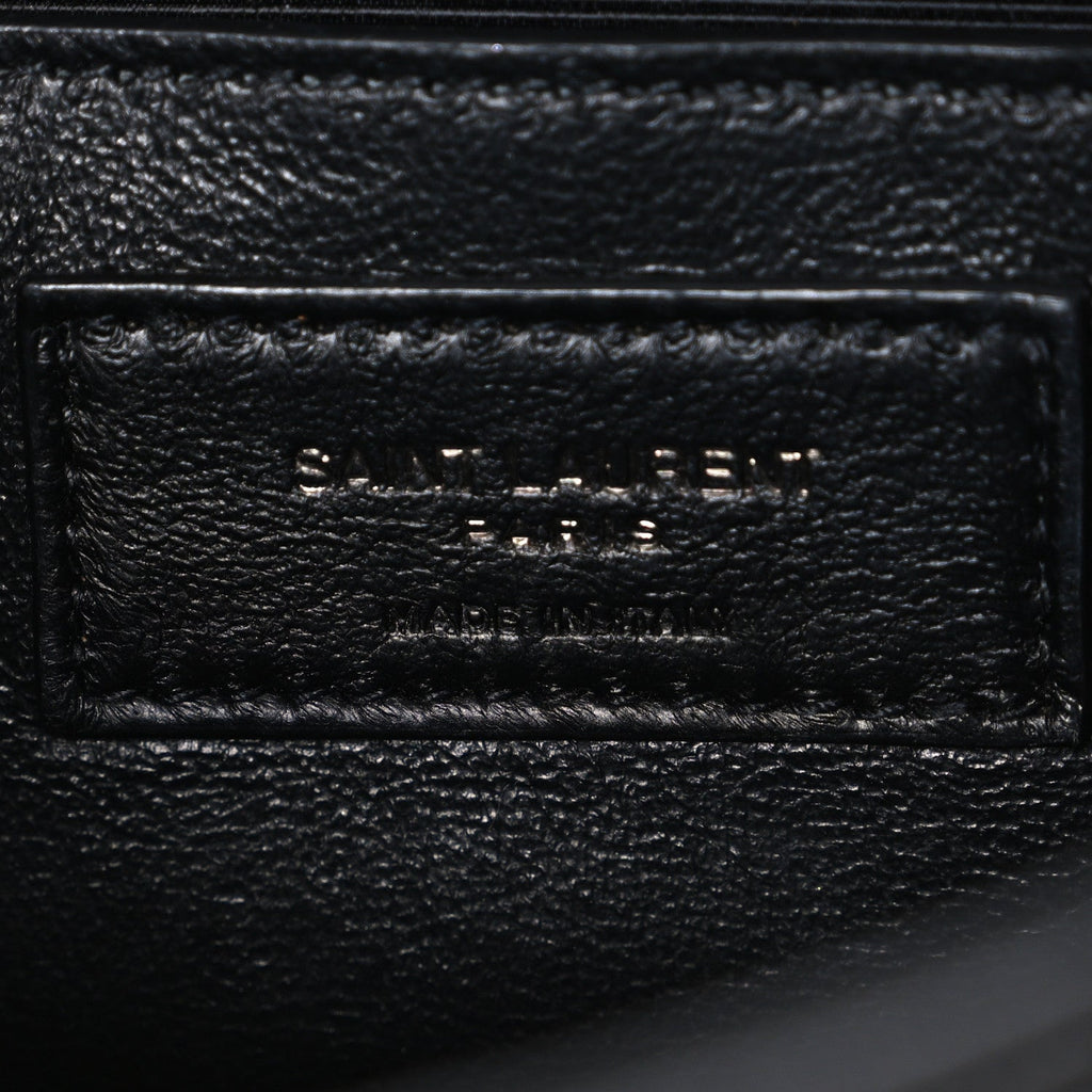 Grain De Poudre Textured Mixed Matelasse Triquilt Small Monogram Monochrome Satchel Black