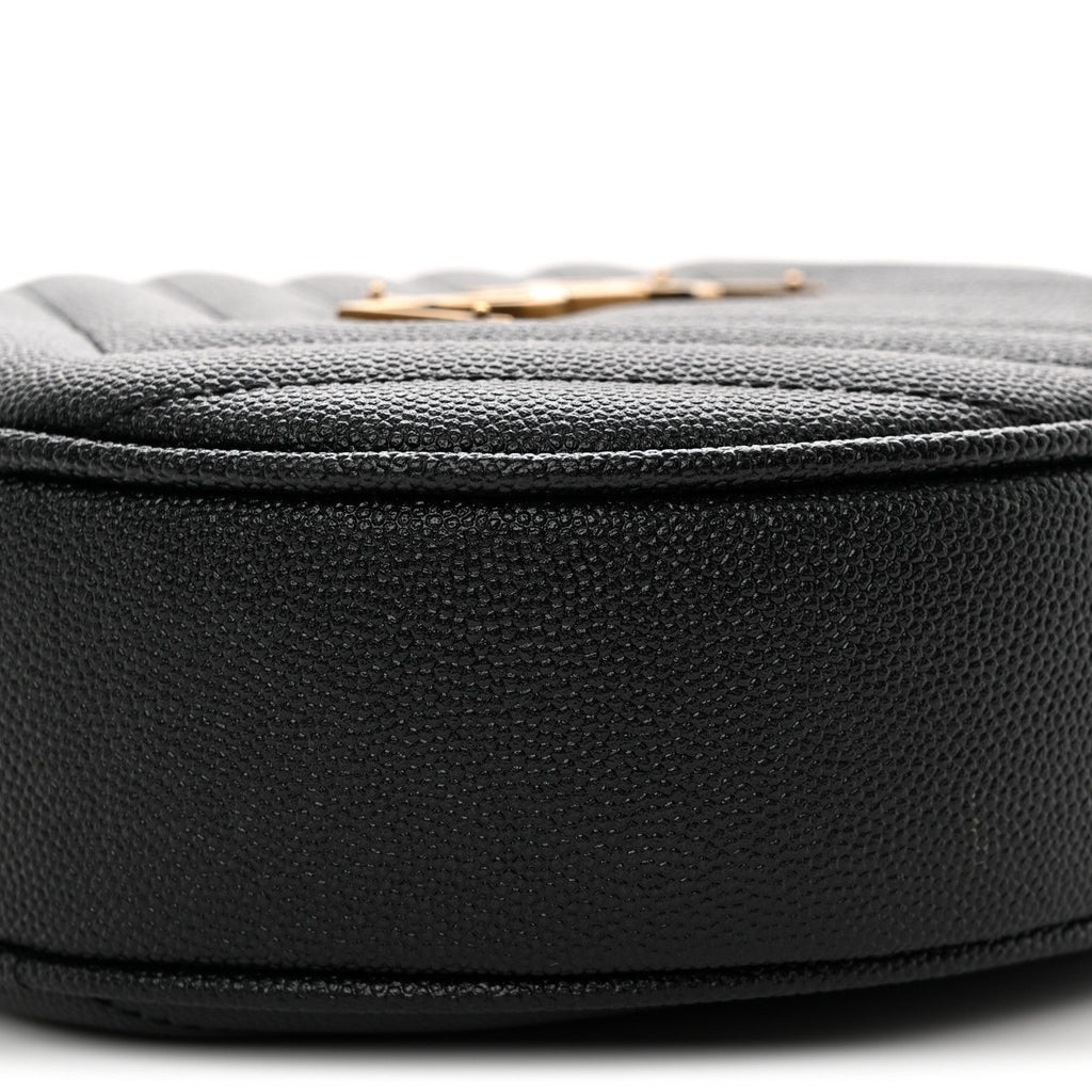 Grain De Poudre Matelasse Chevron Quilted Round Vinyle Camera Bag Black
