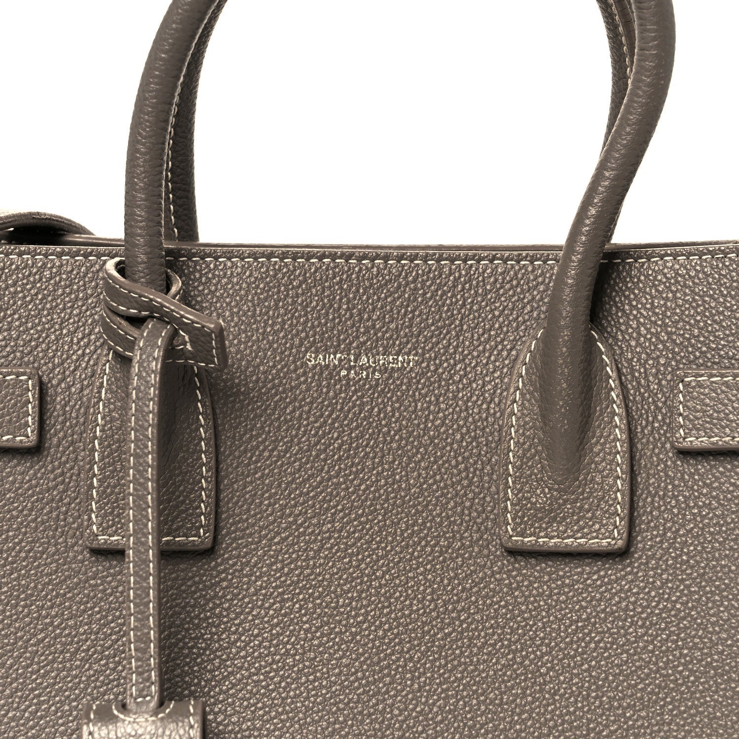 Grained Calfskin Topstich Baby Sac De Jour Grey