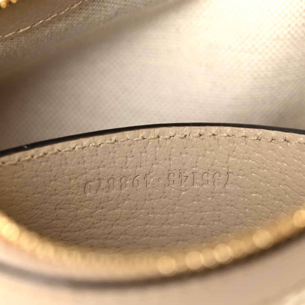 GG Supreme Monogram Textured Dollar Calfskin Small Ophidia Hobo Beige Mystic White Oatmeal