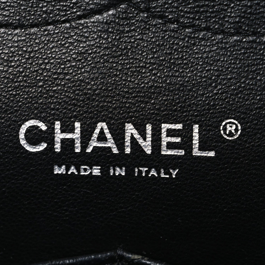 Patent Quilted Jumbo Double Flap Black