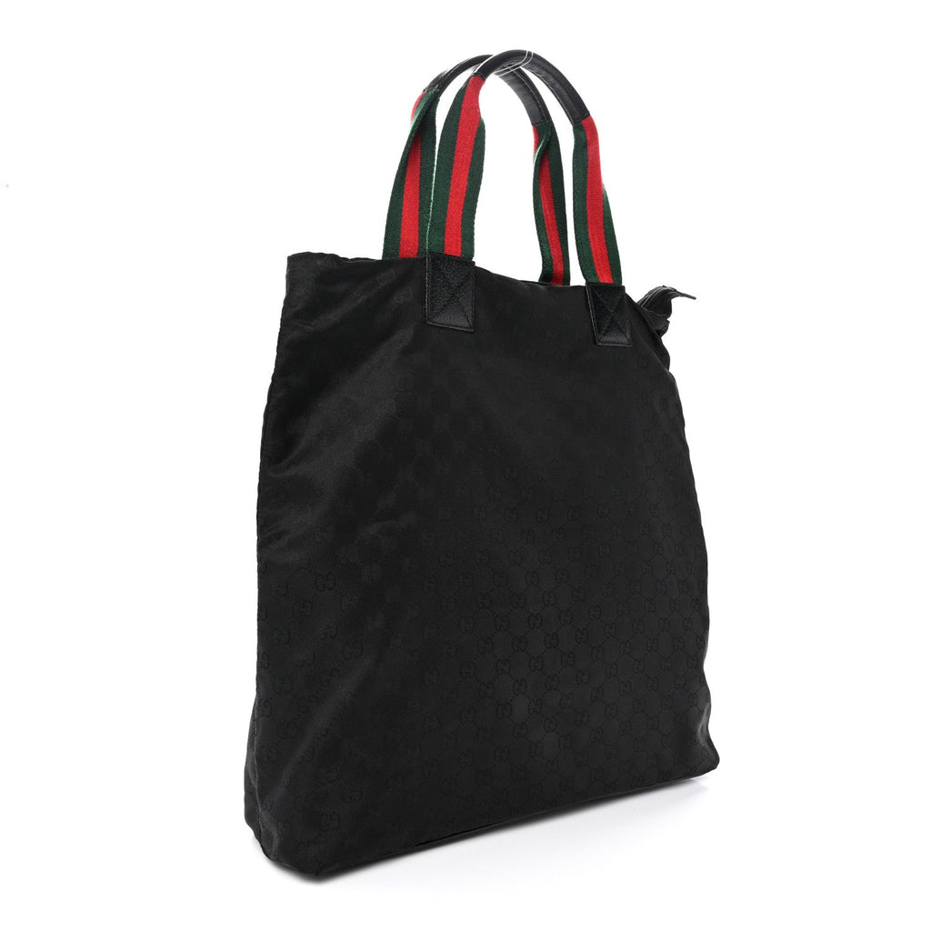 GG Monogram Large Web Handle Vertical Tote Black