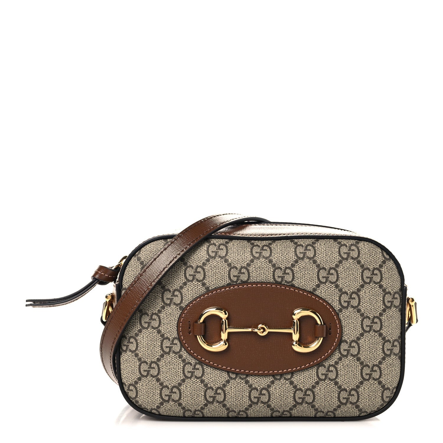 GG Supreme Monogram Mini Horsebit 1955 Camera Shoulder Bag Beige Brown Sugar