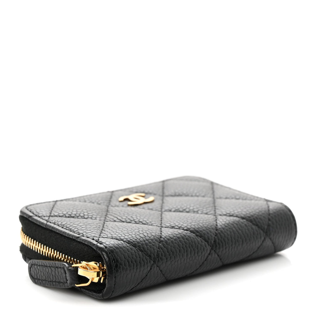 Caviar Quilted Zip Coin Purse Black