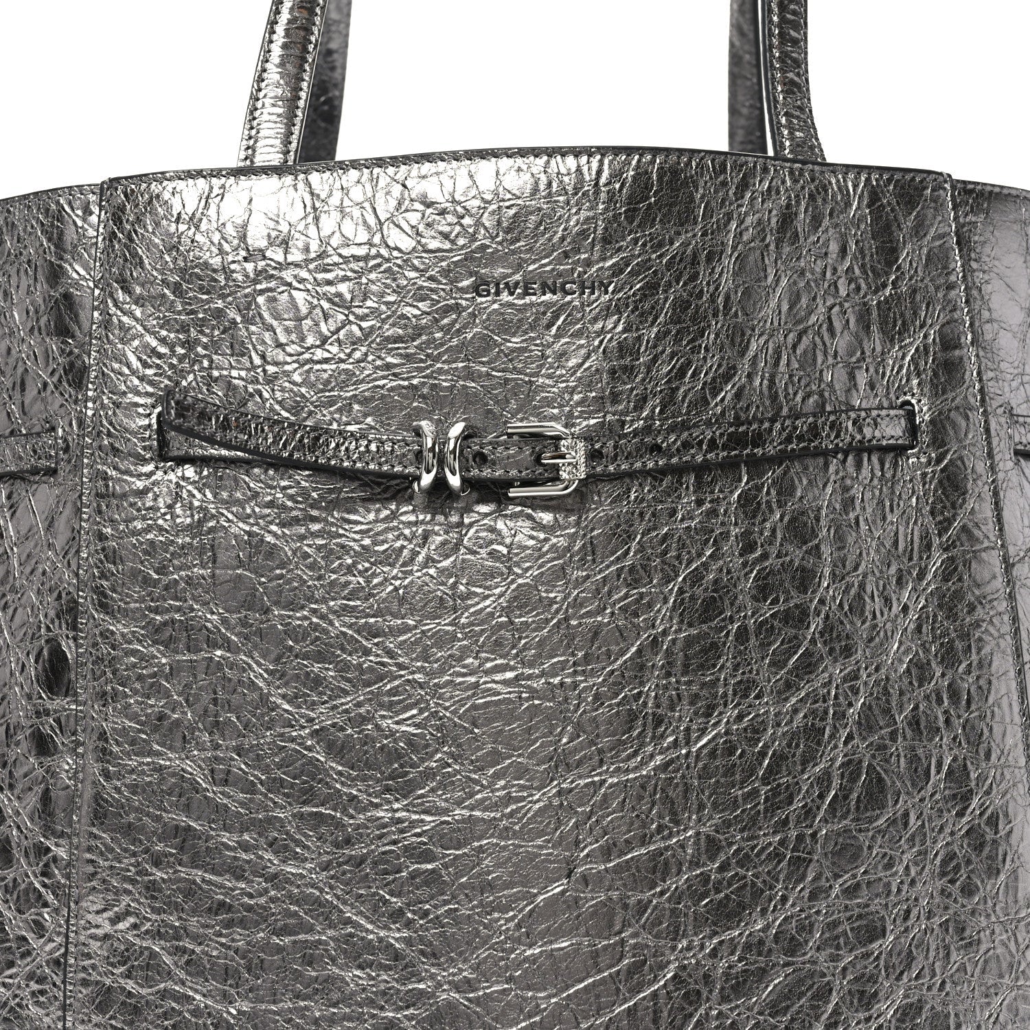 Metallic Calfskin Voyou Medium Tote Bag Silver