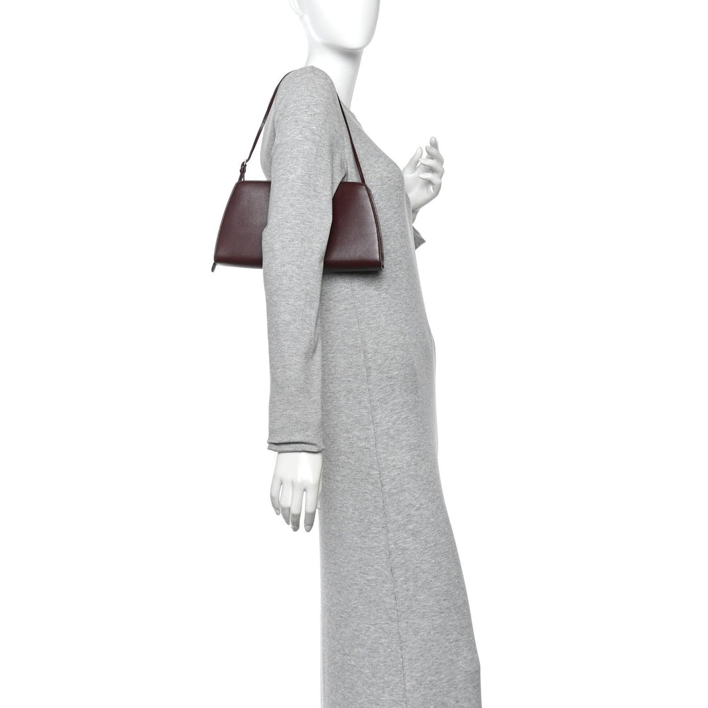 Saddle Calfskin Dalia Baguette Shoulder Bag Burgundy