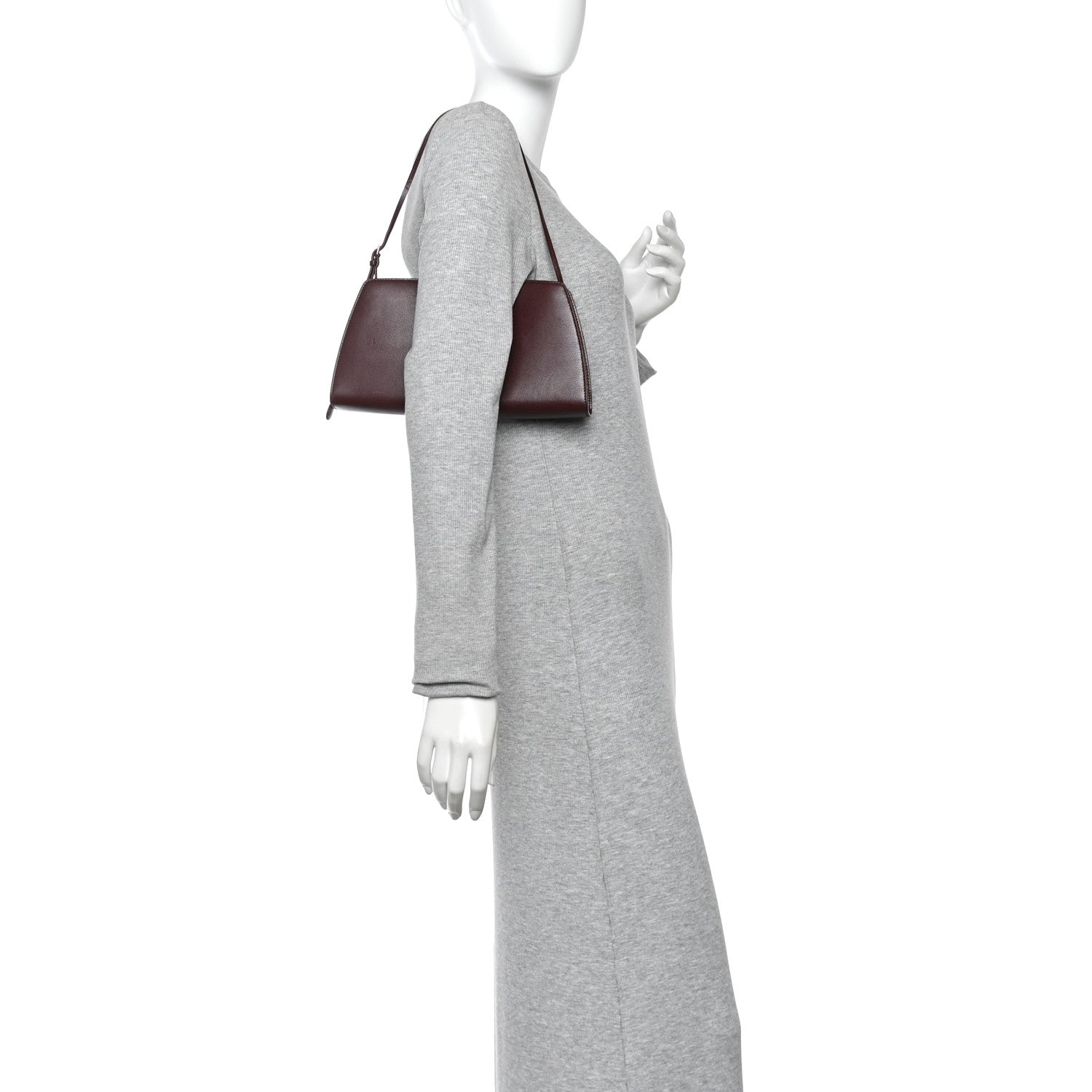 Saddle Calfskin Dalia Baguette Shoulder Bag Burgundy