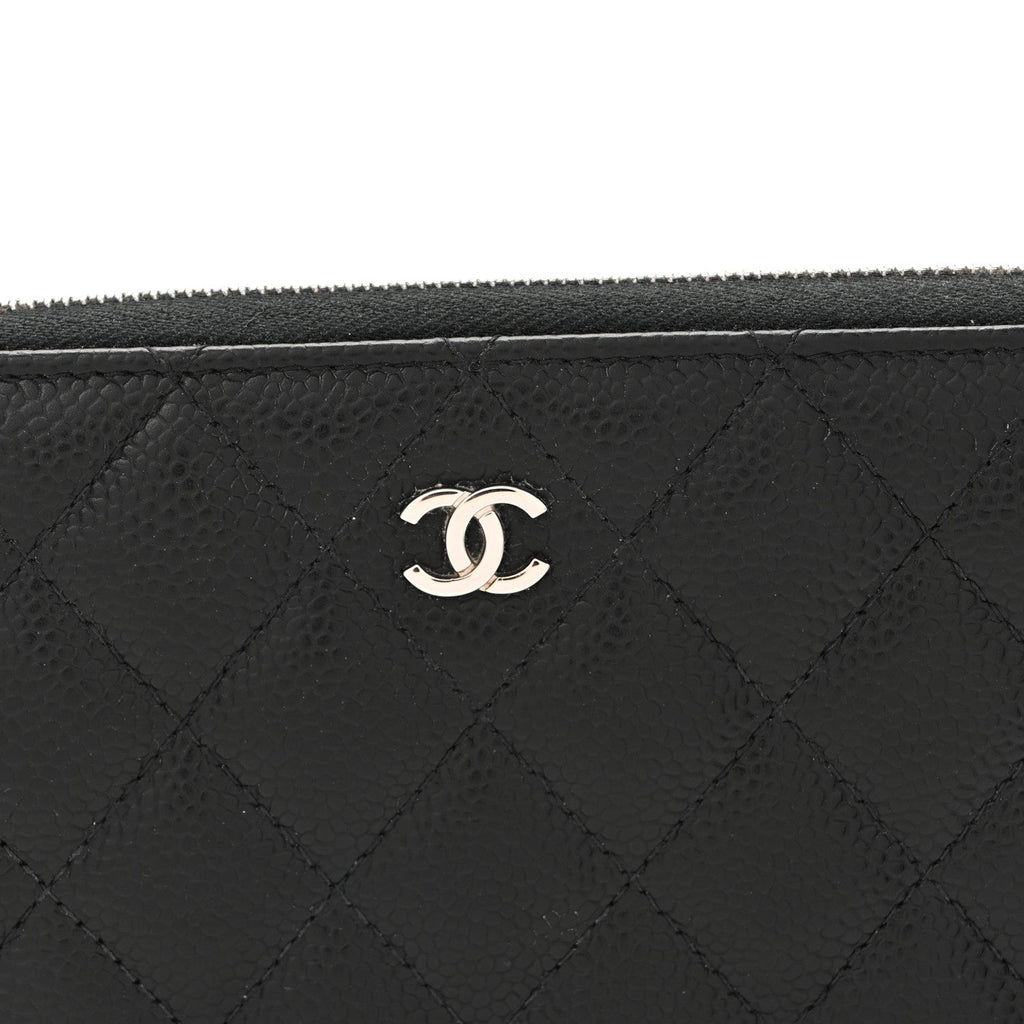 Caviar Quilted Large Gusset Zip Around Wallet Black