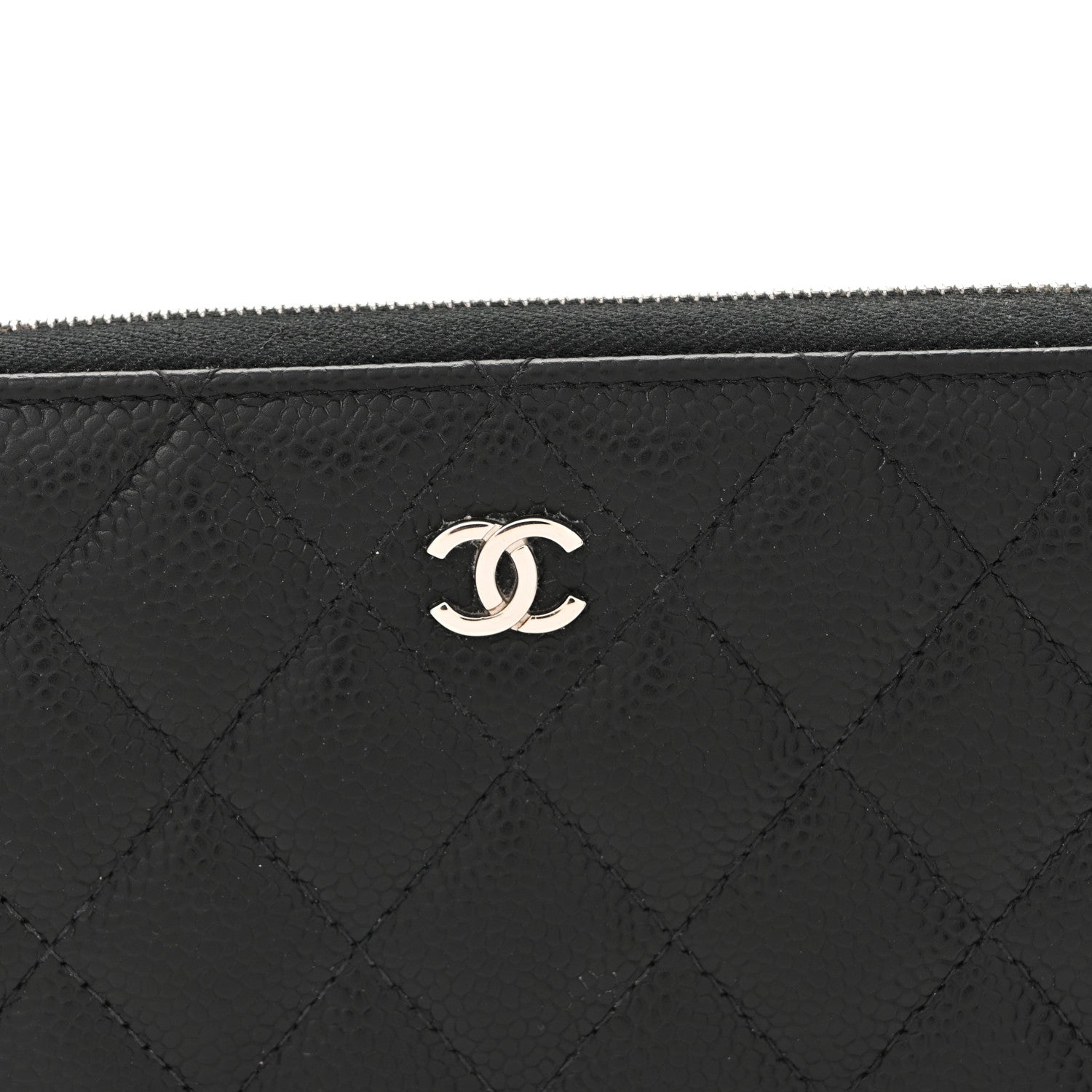 Caviar Quilted Large Gusset Zip Around Wallet Black
