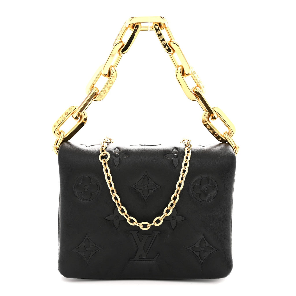 Lambskin Embossed Monogram Coussin Belt Bag Black