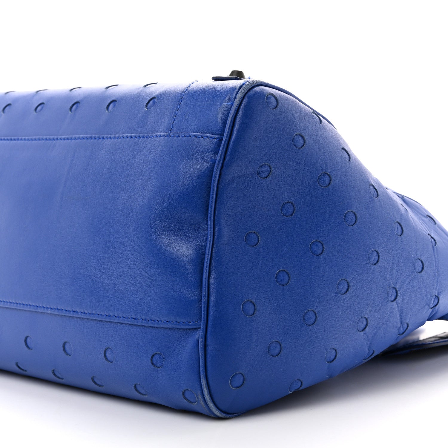 Perforated Lambskin Polka Dots Classic Hardware Velo Blue