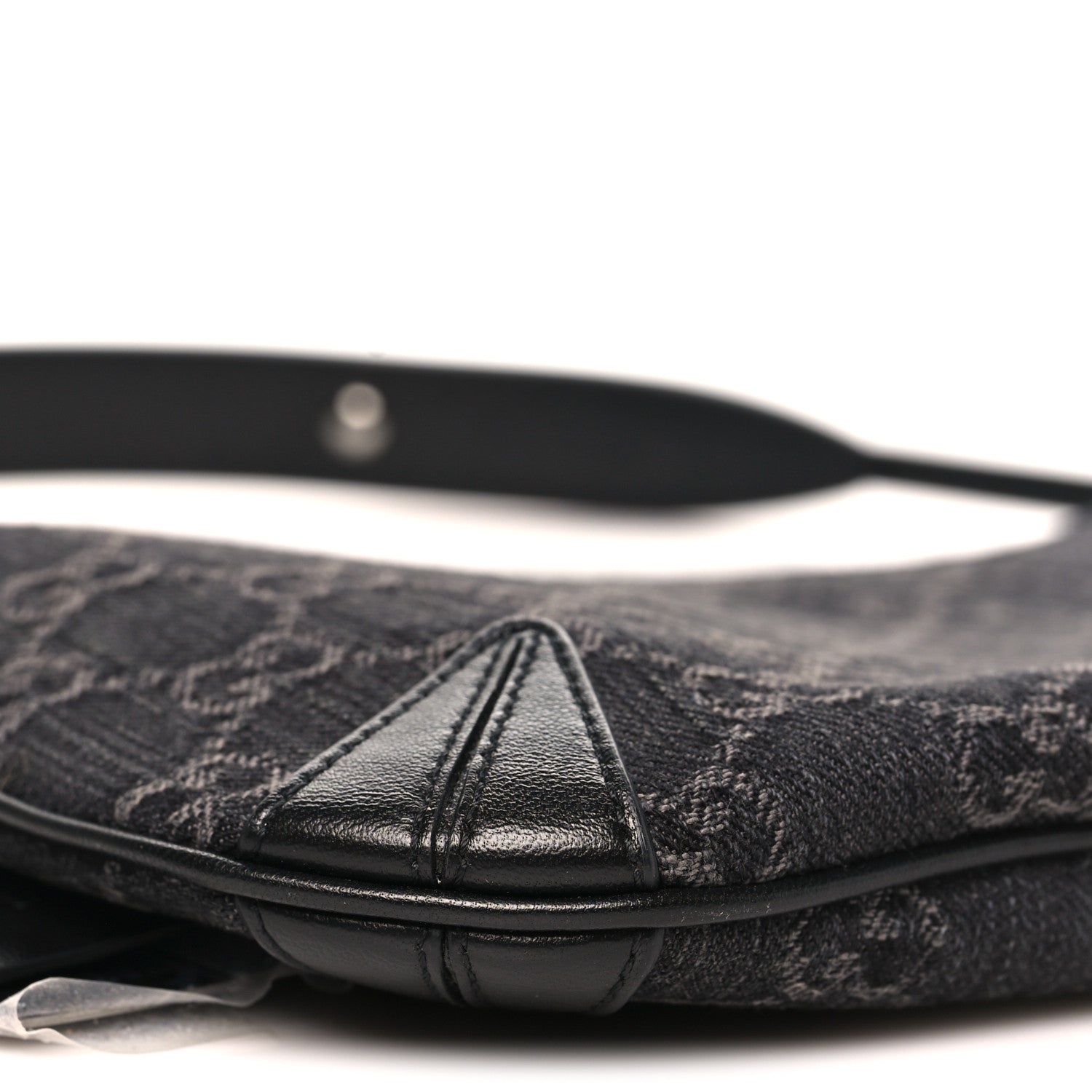 Jacquard Black Denim GG Monogram Horsebit Slim Small Shoulder Bag Black Grey
