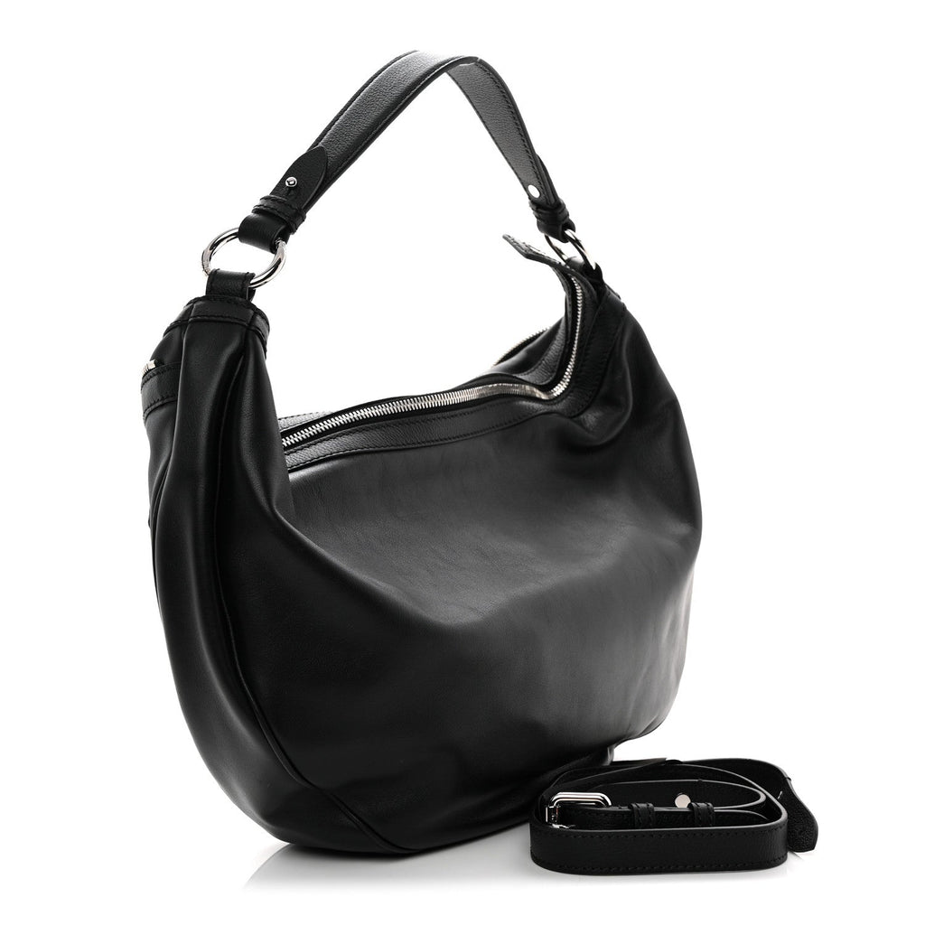Calfskin Small Repeat Zip Hobo Black