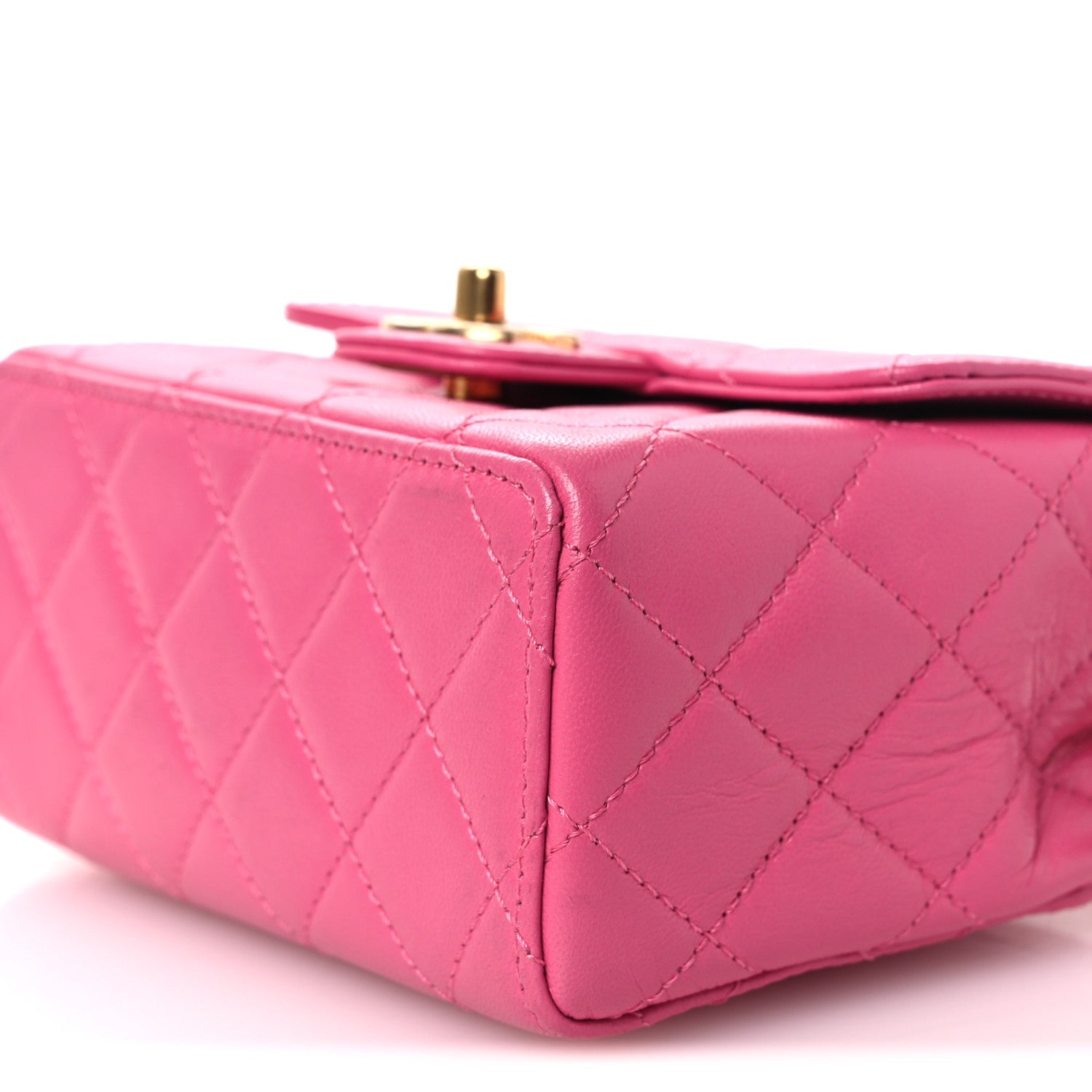 Goatskin Quilted Mini Square Flap Pink
