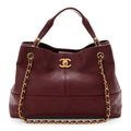 Calfskin Quilted Small Coco Base Shopping Bag Burgundy