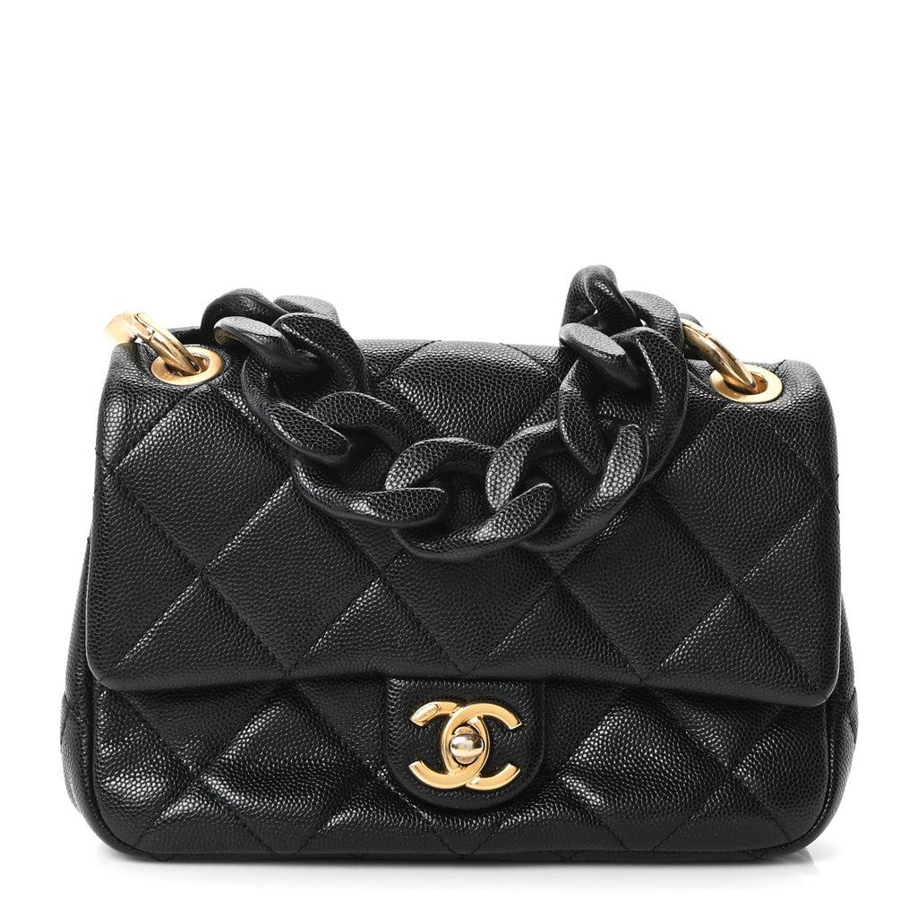 Caviar Quilted Funky Match Mini Flap Black