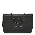 Metallic Caviar Timeless CC Wallet On Chain WOC Grey