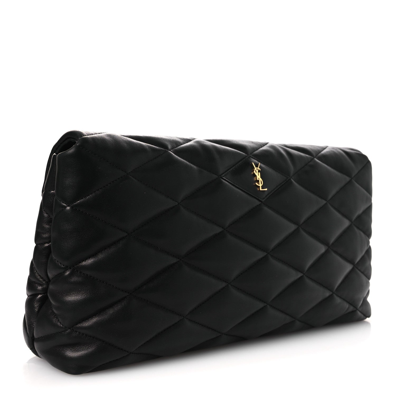 Lambskin Quilted Sade Puffer Envelope Clutch Black
