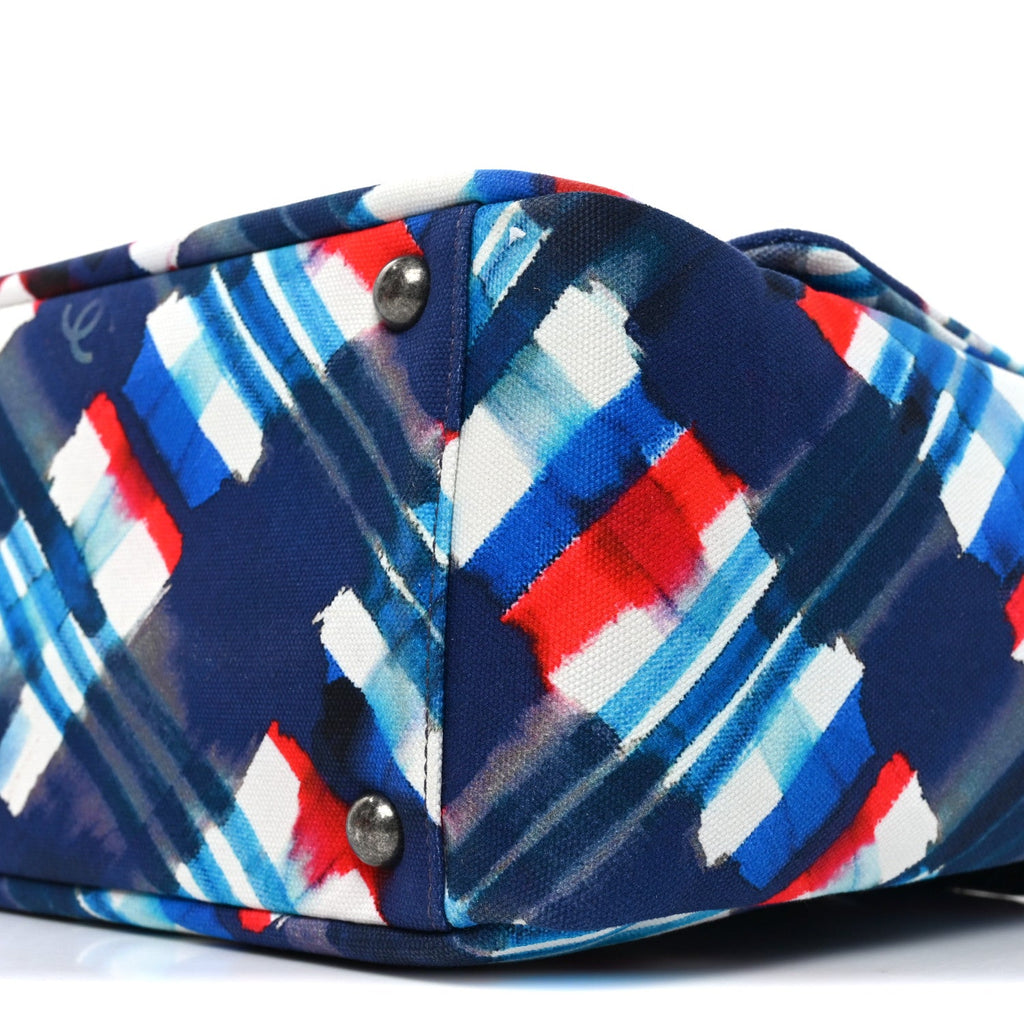Canvas Airline Printed XXL Travel Flap Bag Blue Red White