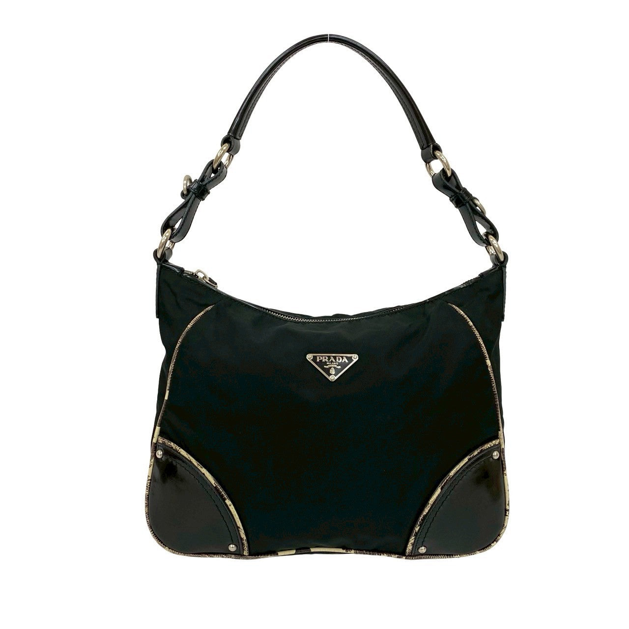 Prada Triangle Logo Nylon Leather 2way Shoulder Bag Handbag