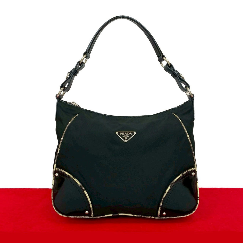 Prada Triangle Logo Nylon Leather 2way Shoulder Bag Handbag