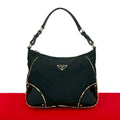 Prada Triangle Logo Nylon Leather 2way Shoulder Bag Handbag