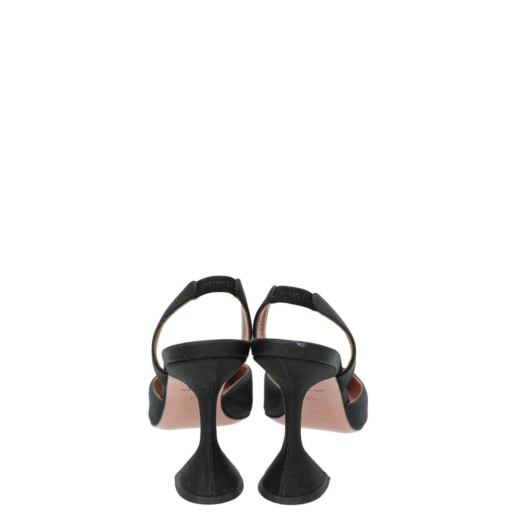Amina Muaddi Black Satin Begum Slingback 37.5