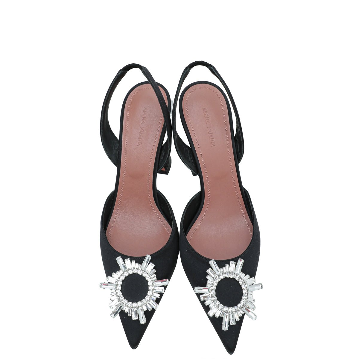 Amina Muaddi Black Satin Begum Slingback 41