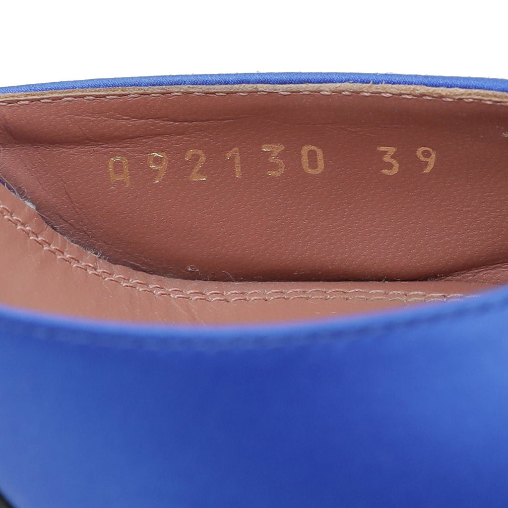 Amina Muaddi Blue Satin Begum Slingback 39