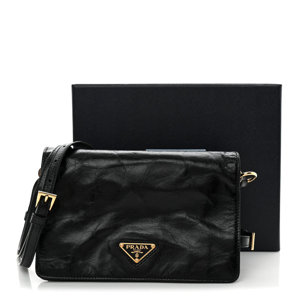 Soft Lux Calfskin Triangle Mini Shoulder Bag Black