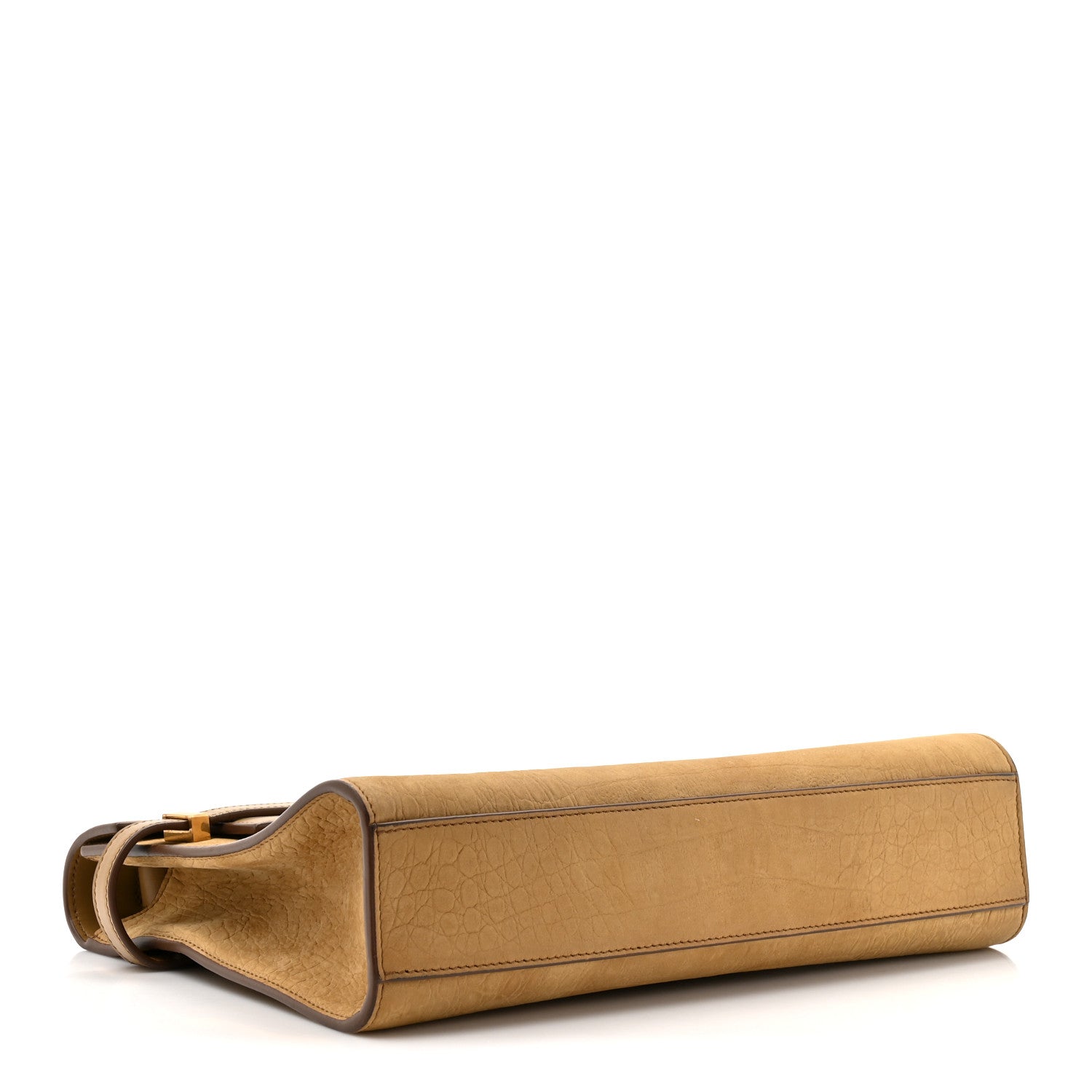 Smooth Calfskin Suede Crocodile Embossed Manhattan Shoulder Bag Tan