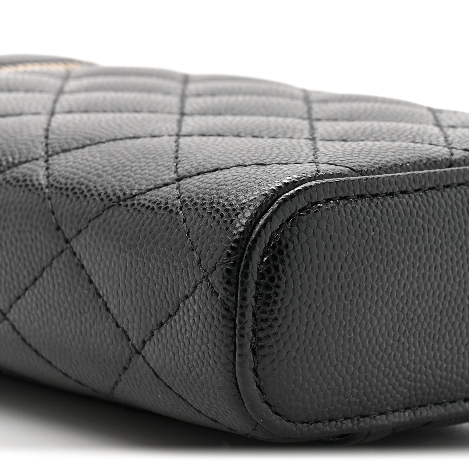 Caviar Quilted Phone Holder With Chain Black