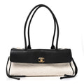 Grained Calfskin Boucle Urban Essentials Small Shopping Bag Ecru Black