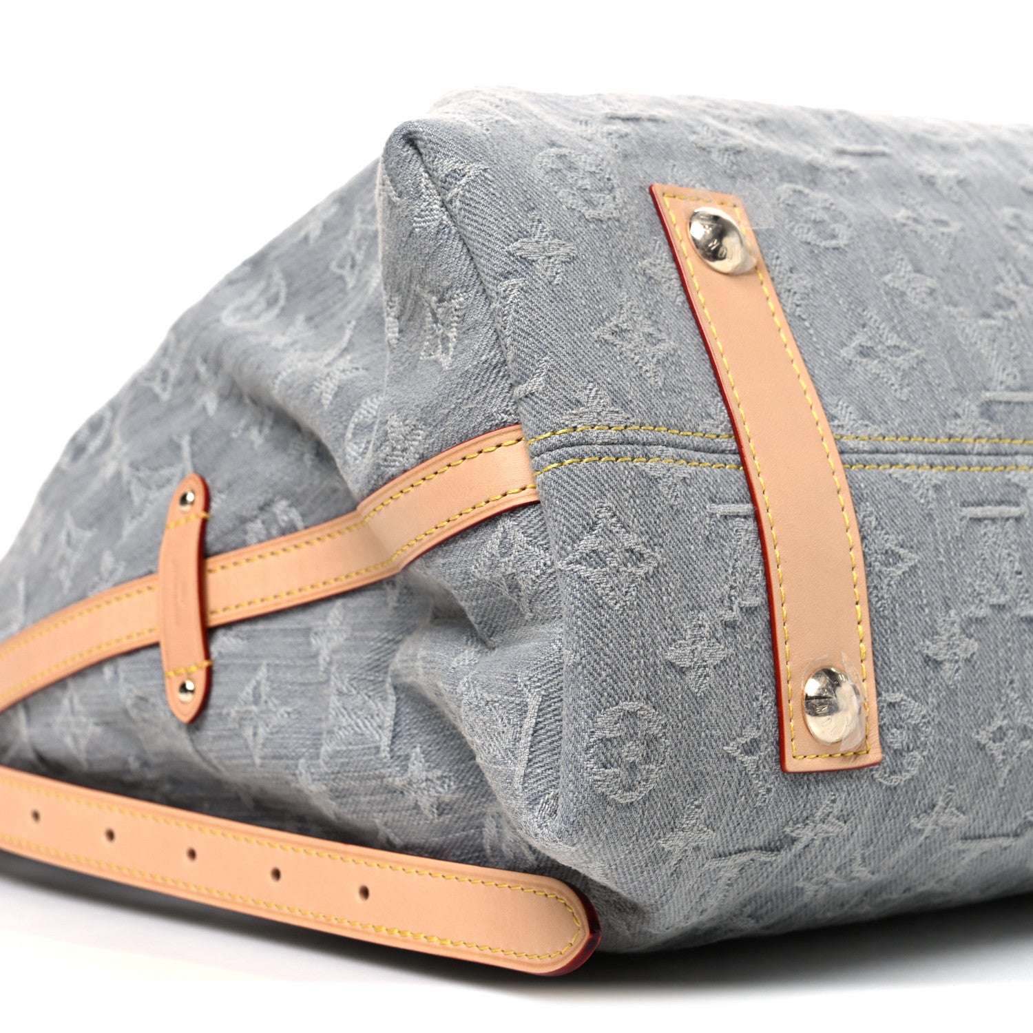 Monogram Denim CarryAll MM Washed Grey