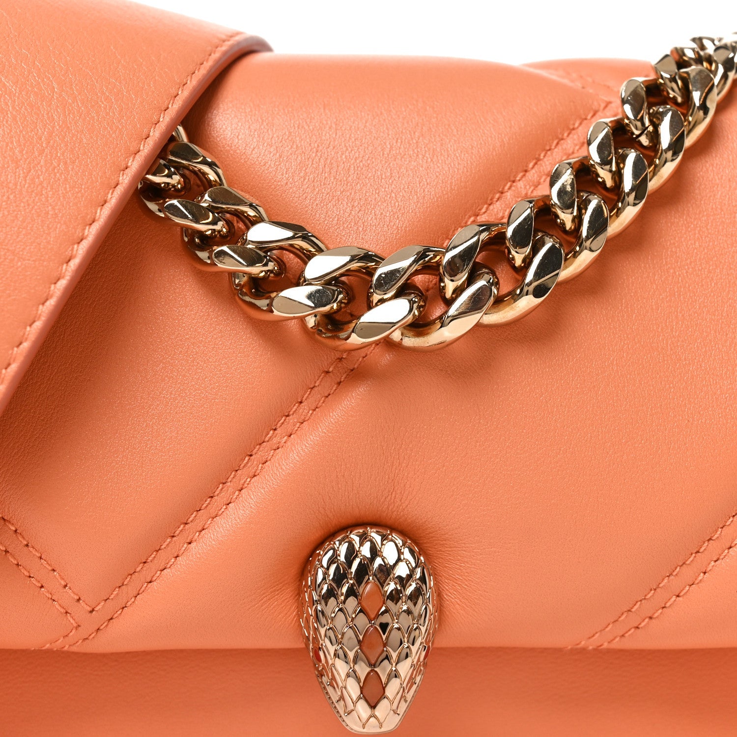 Calfskin Matelasse Mini Serpenti Cabochon Crossbody Bag Orange