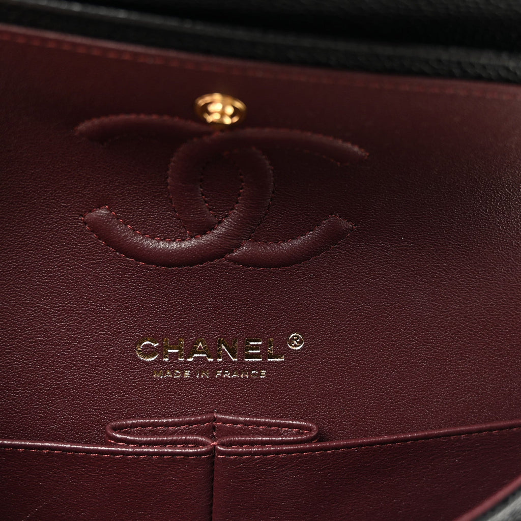 Caviar Quilted Small Double Flap Black