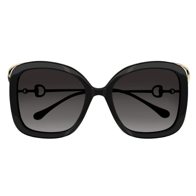Gucci Sunglasses Butterfly Full Rim, Black Frame and Grey Gradient Lens GG1021S002