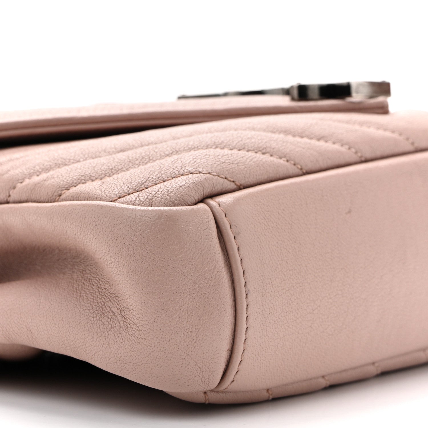 Sheepskin Matelasse Chevron Monogram Medium College Bag Rose Poudre