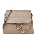 Calfskin Suede Medium Faye Shoulder Bag Motty Grey